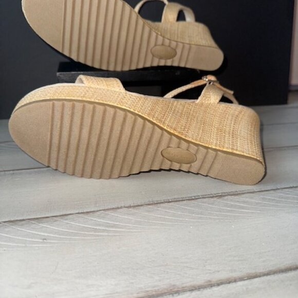 ANNE KLEIN Women's Woven Padded Ankle Strap Adjustable Wella Round Toe Wedge - Picture 4 of 6